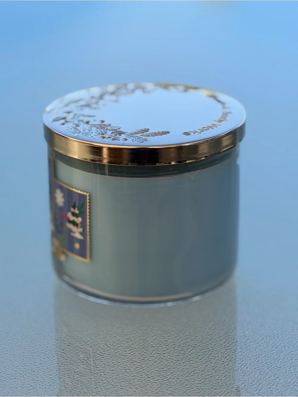 Bath & Body Works “Winter” Light Blue Wax 3-Wick Candle, 14.5 Oz.